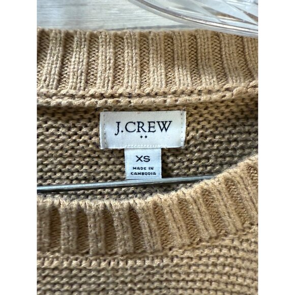 J.Crew‎ Womens Tan Cotton Knit Crewneck Sweater XS - Picture 3 of 6